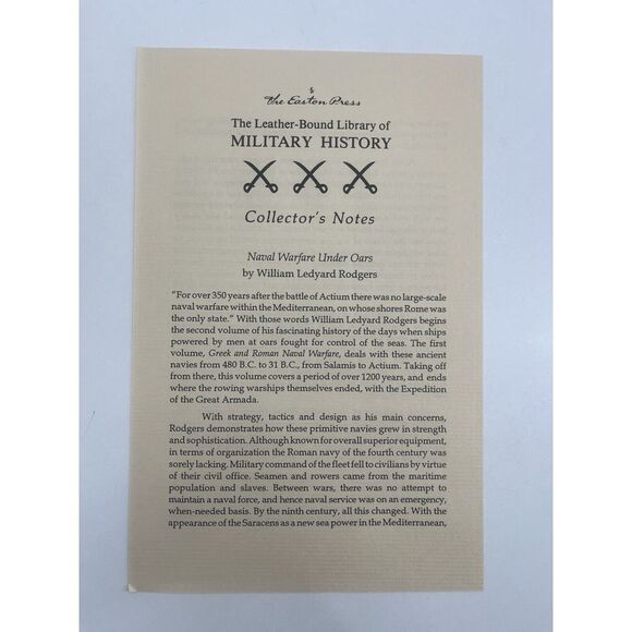 William Ledyard Rodgers Naval Warfare Under Oars Easton Press 1991 Collectors - Picture 6 of 6